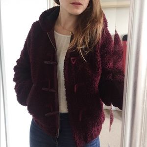 Hollister Burgundy Sherpa hooded jacket